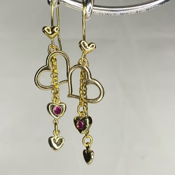 Hearts Galore Earrings Gold Plated Brass - Picture 4 of 5